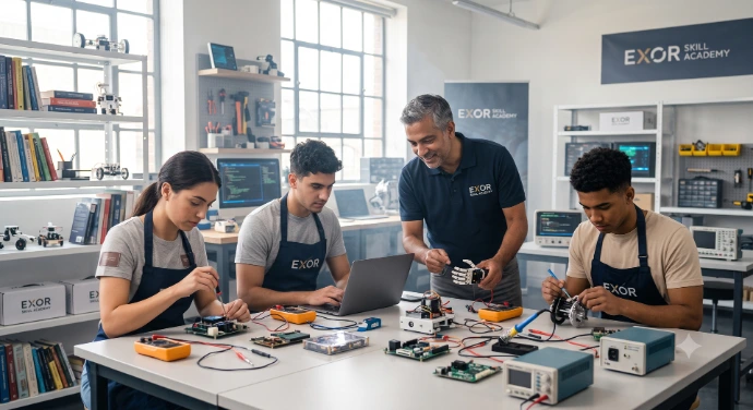 Exor Skill Academy is committed to developing skilled engineers through practical, industry-focused training in Embedded Systems, IoT, VLSI, PCB Design, Robotics, and Electronics.